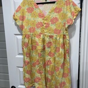 Dip Floral Yellow and Pink Midi Dress